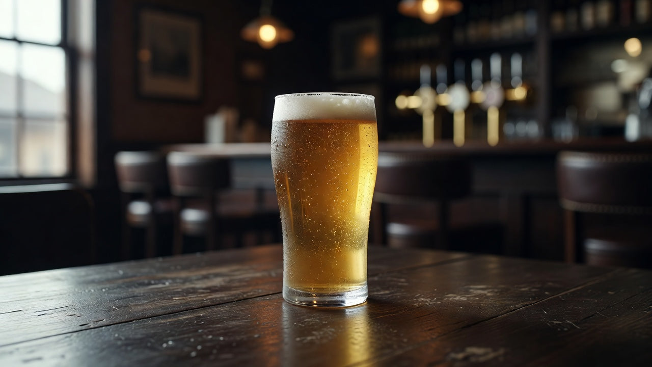 Cold schooner of beer on a pub table - Australia beer cost Guy Math