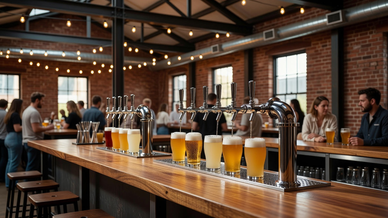 Craft beer taps pouring in an Australian taproom - Top 3 Sydney taprooms