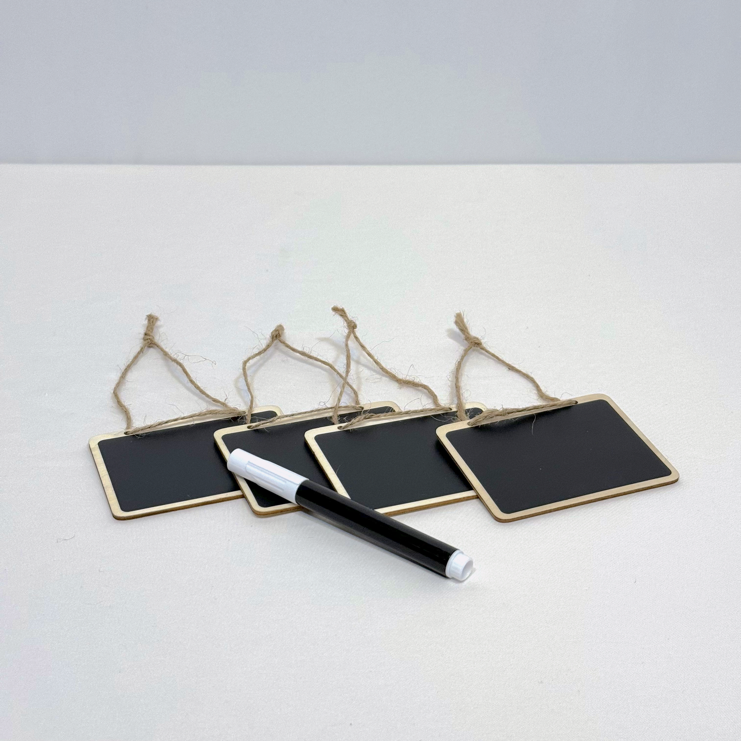 Four Reusable Chalkboard Hanging Signs with White Marker